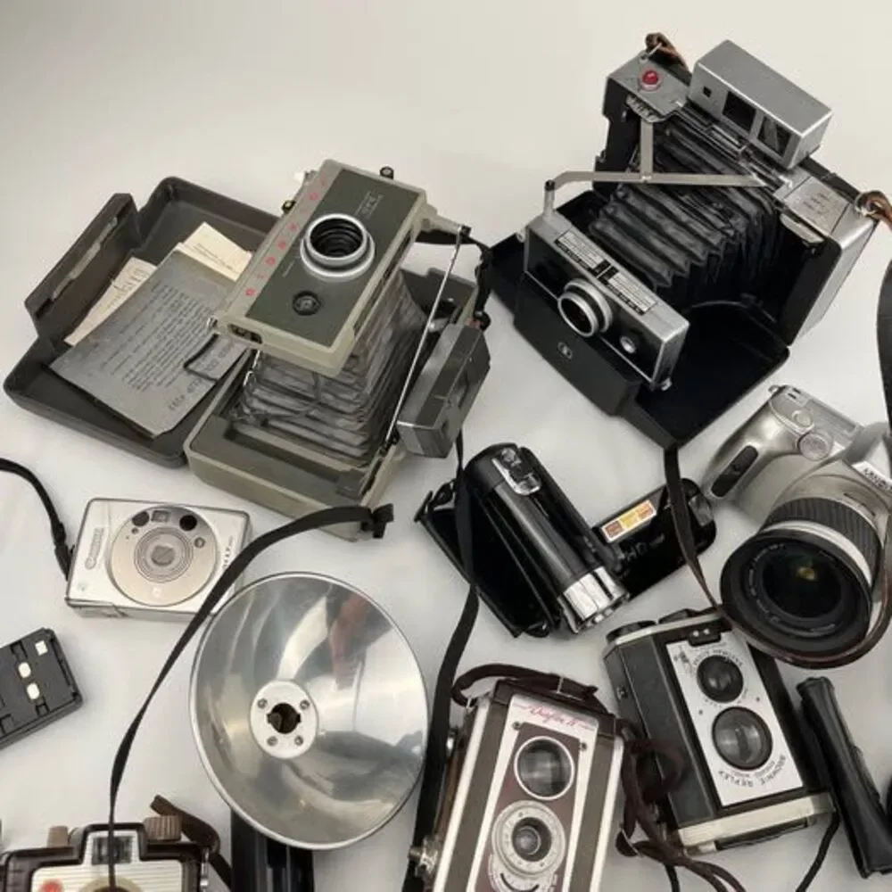 Vintage Camera and Camcorder Lot - Polaroid, Kodak, JVC, Sony UNTESTED